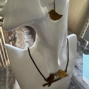 NWT- Fair Trade-Gold Color Love Birds Necklace & Earrings Set- Handmade